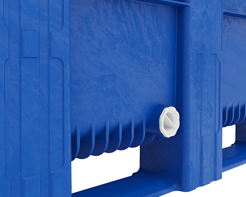 caisse-palette plastique gerbable de 1025 litres avec ouverture pour fluide