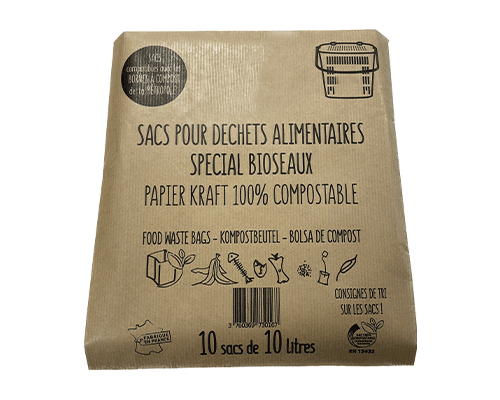 botte de sac kraft compostable de 10 litres