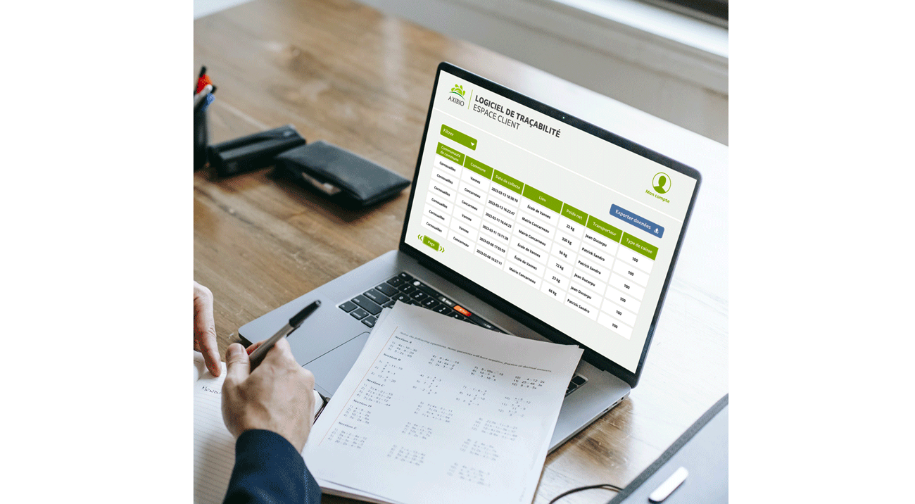 vue du logiciel de traçabilité