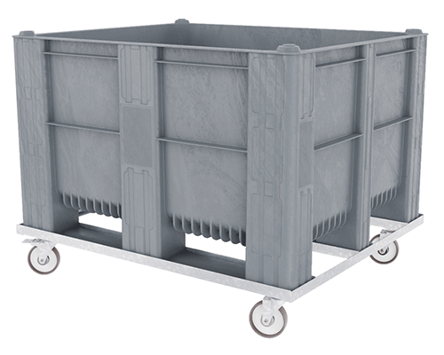 caisse-palette plastique gerbable de 500 litres avec roulettes