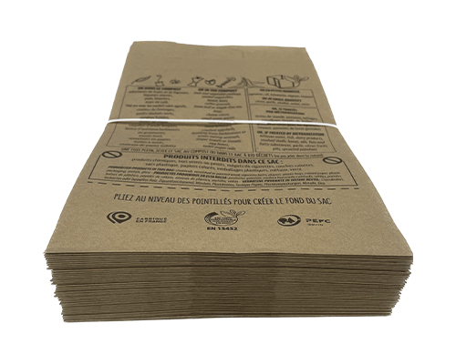 liasse de sac kraft compostable
