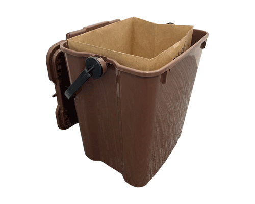 bioseau à compost de cuisine avec un sac kraft