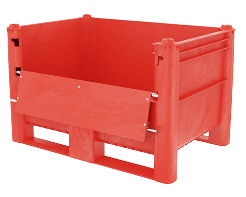 caisse-palette plastique gerbable de 500 litres avec ouverture latérale