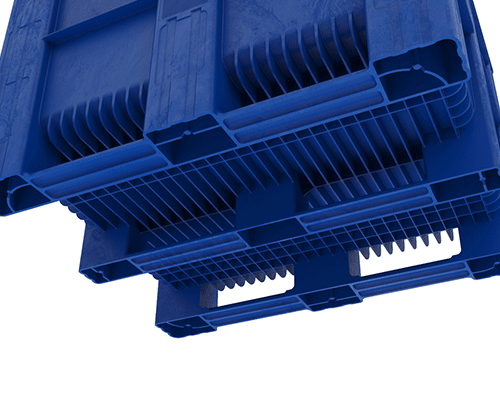 caisse-palette plastique gerbable de 1025 litres vue du dessous