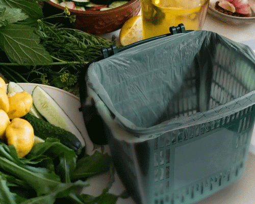 bioseau ajouré avec sac en amidon compostable